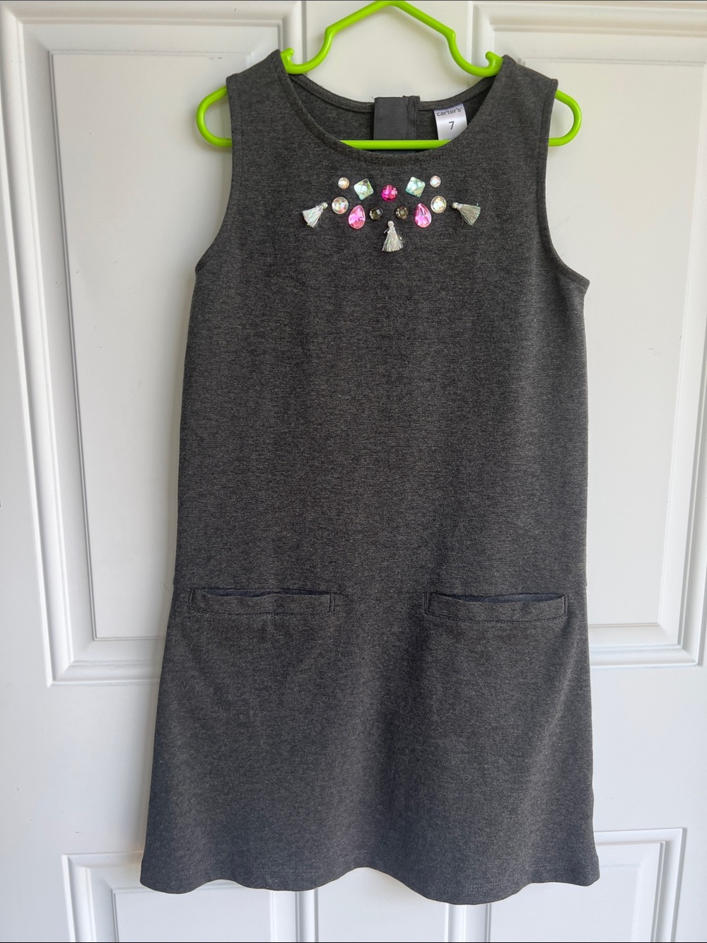 Carter's Charcoal Gray Sleeveless Jewel-Accent Dress
